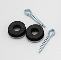 Kit-2橡膠包層墊圈，帶銷子，用於將杆連接到2點槳柄和2或3點折疊T手柄上的螺柱上。